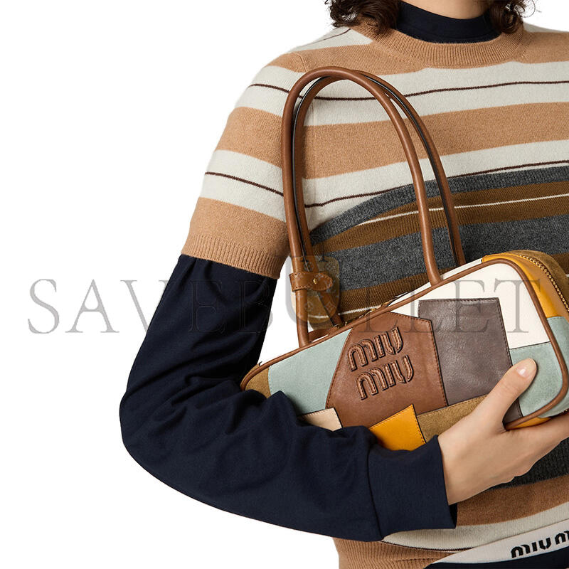 MIU MIU BEAU PATCHWORK LEATHER BAG 5BB173 (27*12*8cm) MIU MIU BEAU PATCHWORK LEATHER BAG 5BB173 (27*12*8cm)